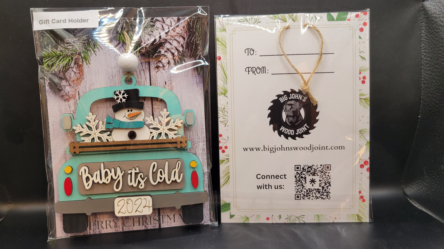 Snowman Truck Gift Card Holder