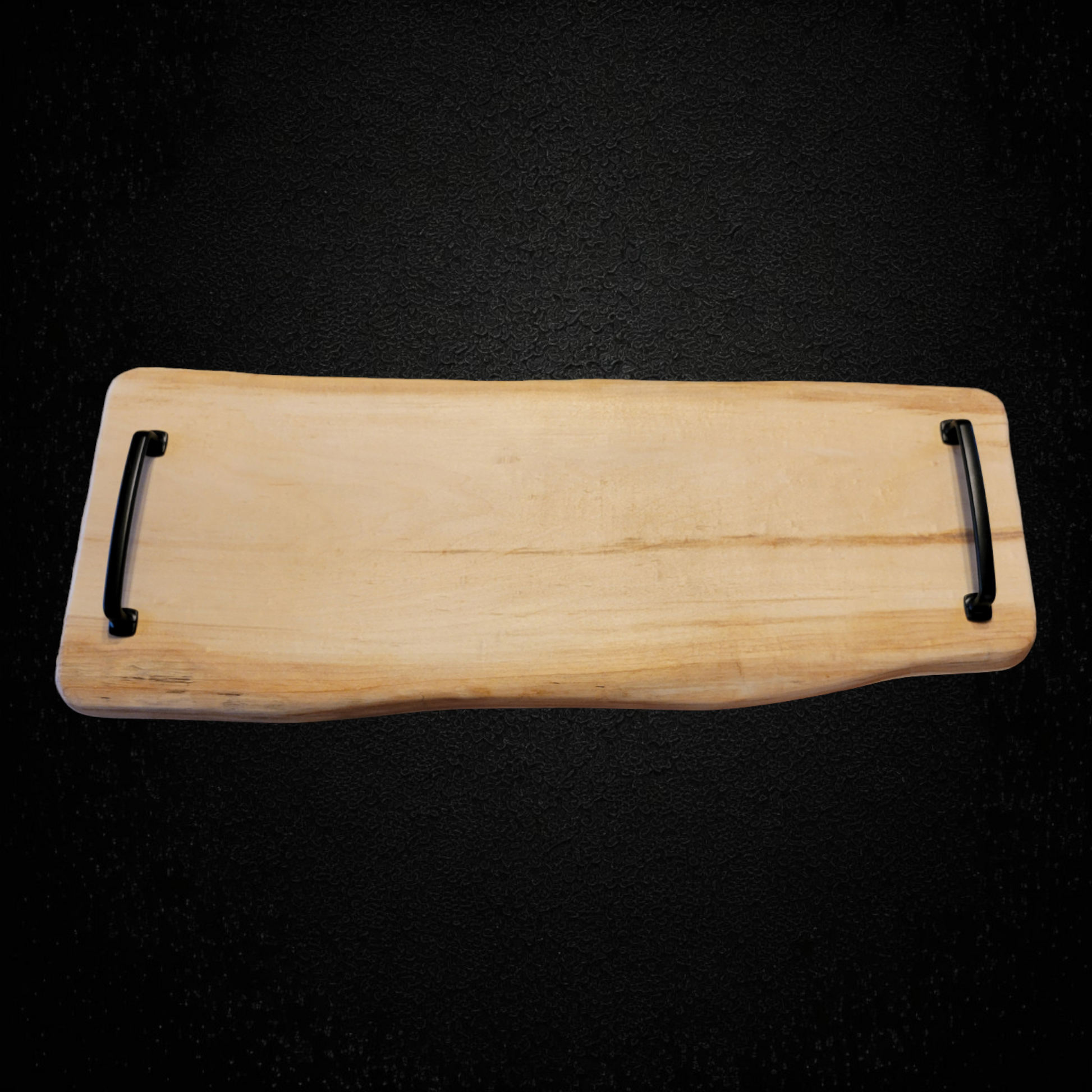 Rustic maple serving board with handles