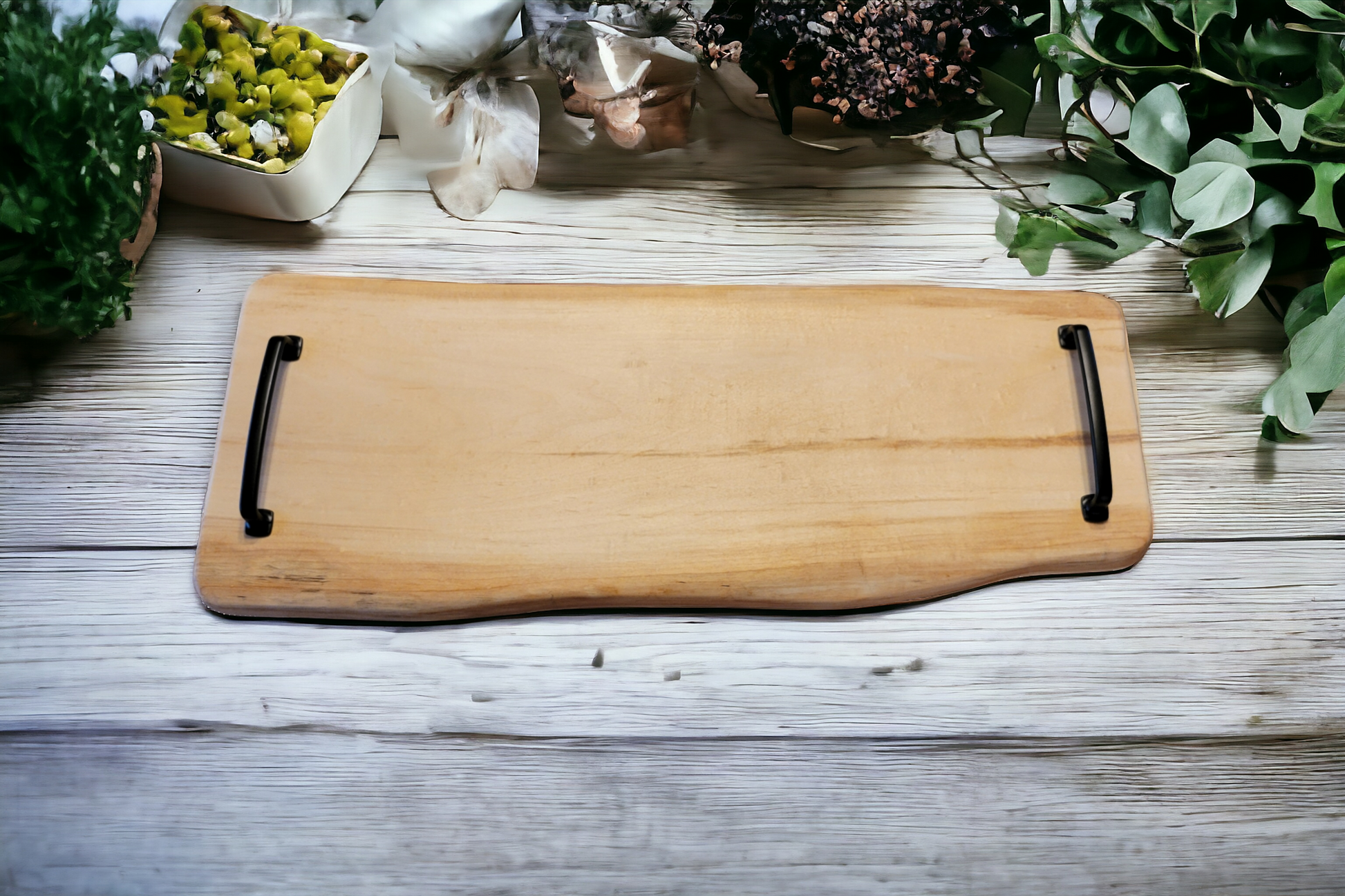 Rustic Maple Serving Board with handles