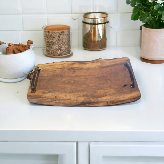 Rustic Walnut Serving Board with handles